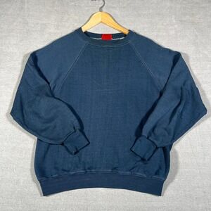 Unbranded Vintage Raglan Sleeve Crewneck Sweatshirt Mens Large Blue Cotton Blend